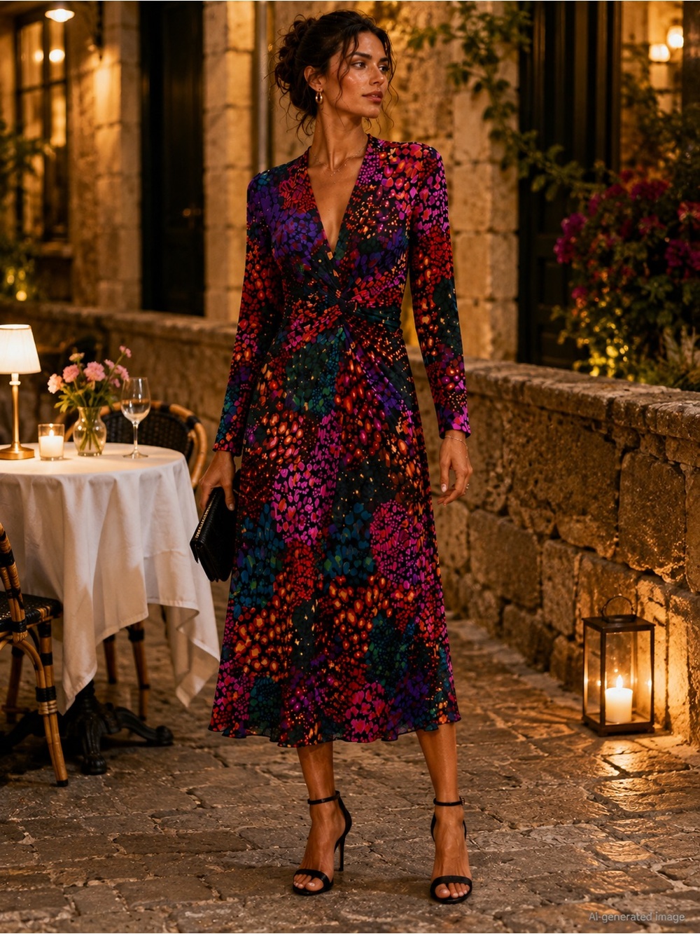 FARM Rio Colorful Leopard Ruched Midi Dress XS